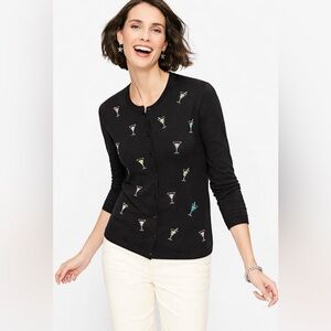 Susan Bristol 🍸 Vintage 90’s Women's Black Martini Cardigan size XL